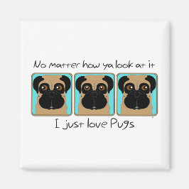 Net Love Pugs Quote en Funny Pugs die rondkijken Magneet
