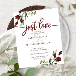 Net Love Red Flowers budget Wedding Invitations<br><div class="desc">Grafische kalligrafie,  rode florale casual trouwuitnodigingen. Eenvoudig aan te passen met uw details.</div>