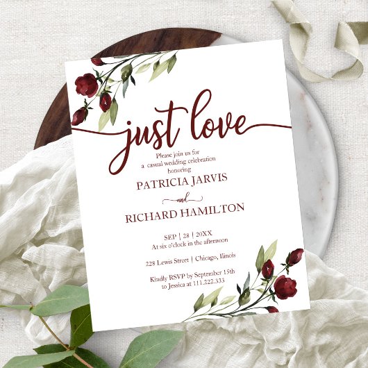 Net Love Red Flowers budget Wedding Invitations