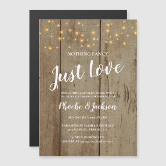 Net Love Rustic String Lights Wedding Elopement Magnetische Uitnodiging