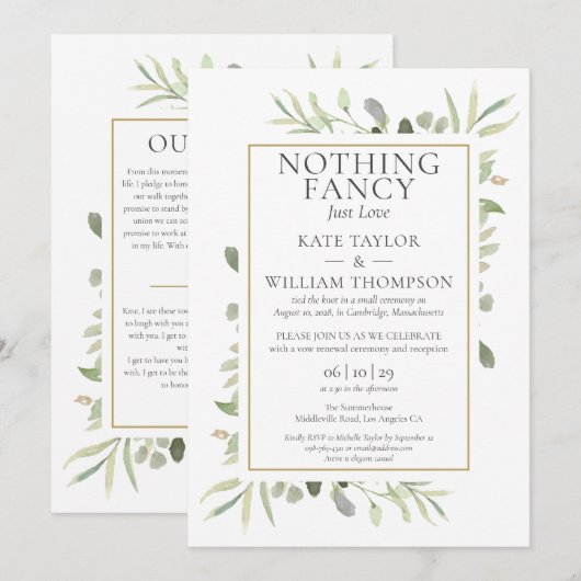 Net Love Sequel Wedding Vows Greenery Kaart (Voorkant / Achterkant)