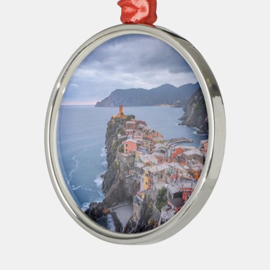 Net na zonsondergang | Vernazza, Cinque Terre, Ita Metalen Ornament (Links)