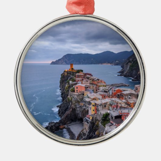 Net na zonsondergang | Vernazza, Cinque Terre, Ita Metalen Ornament (Voorkant)