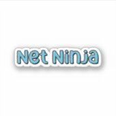 Net Ninja Blauw Retro Pickleball Tekst Sticker (Voorkant)