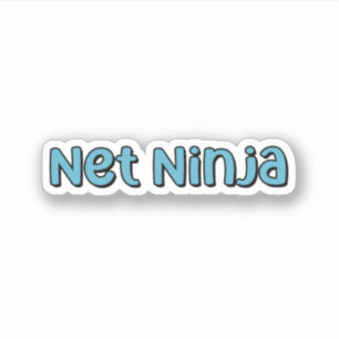 Net Ninja Blauw Retro Pickleball Tekst Sticker