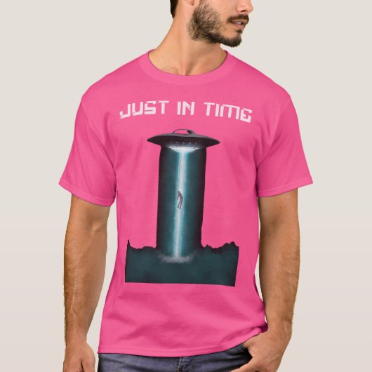 Net op tijd UFO ontvoering T-shirt (Voorkant)
