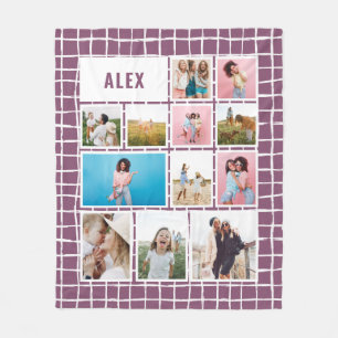 Net paars wit 12 foto modern minimaal abstract fleece deken