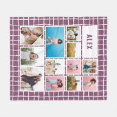 Net paars wit 12 foto modern minimaal abstract fleece deken (Voorkant (Horizontaal))