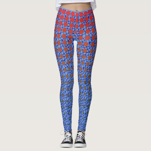Net Patroon 10.blue.wx4 Lblue BG Leggings (Voorkant)