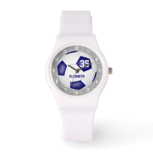 net sportief doel detail blauw wit voetbal horloge