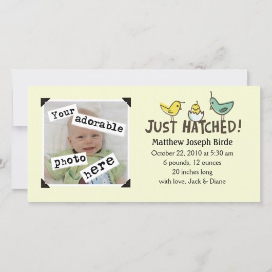 Net uitgekomen! aankondiging van baby (Voorkant)