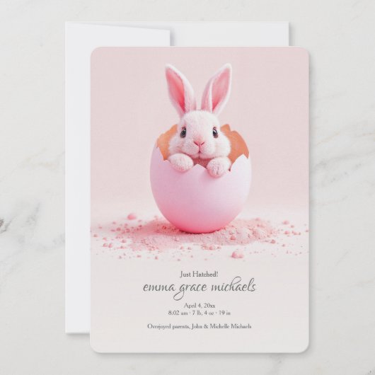 Net uitgekomen roze foto geboorte Announ Aankondiging (Voorkant)