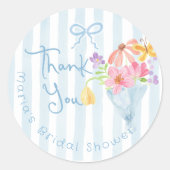 Net van de markt Blauw aquarel Dank je Ronde Sticker (Voorkant)