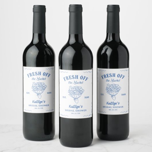 Net Van De Markt Blauwe Bruiloftsdouche Wijn Etiket (Flessen)