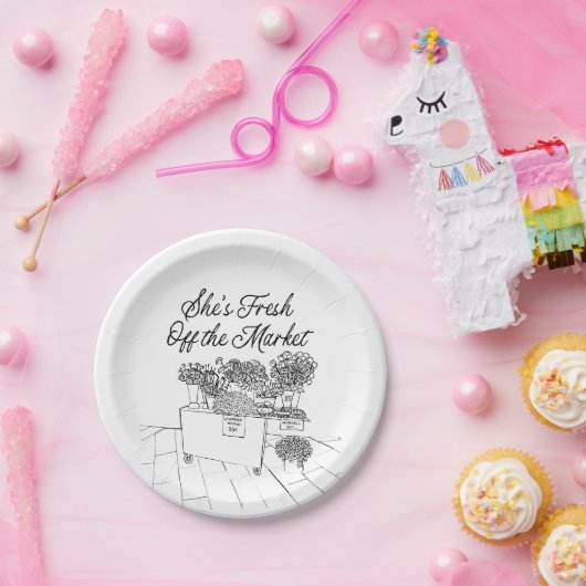 Net Van De Markt Bruidsfeest, Boerenmarkt Papieren Bordje (Feest)