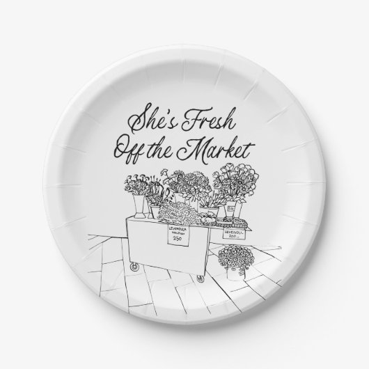 Net Van De Markt Bruidsfeest, Boerenmarkt Papieren Bordje (Voorkant)