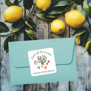 NET VAN DE MARKT Cute Custom Bruidsdouche Vierkante Sticker