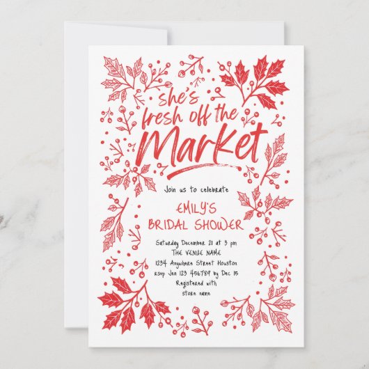 Net van de markt Gingham Kerst Bruidsdouche Kaart (Voorkant)