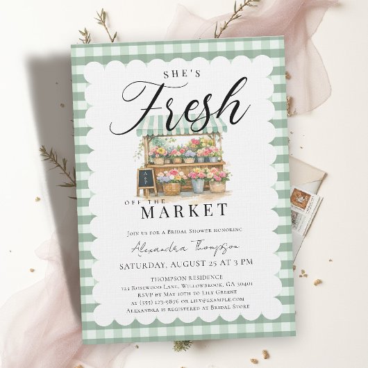 Net Van De Markt Groen Gingham Bruidsdouche Kaart
