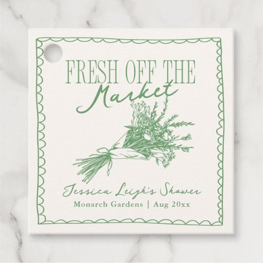 Net van de Markt Groene Bruidsuitnodiging Bedankjes Labels (Voorkant)