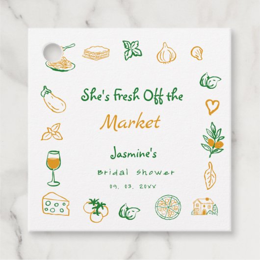 Net Van De Markt Handgetekende Bruidsdouche Bedankjes Labels (Voorkant)