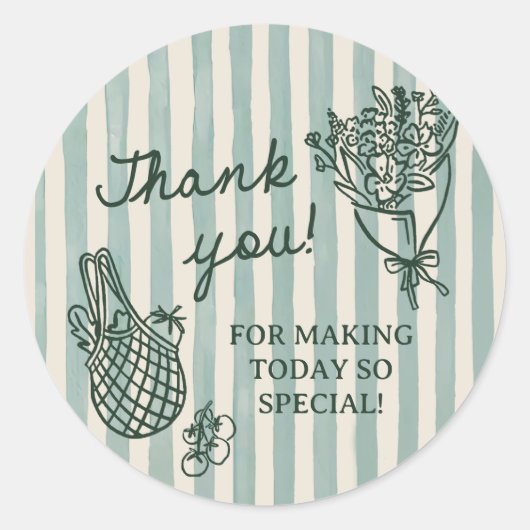 Net Van De Markt Handgetekende Bruidsdouche Ronde Sticker (Voorkant)