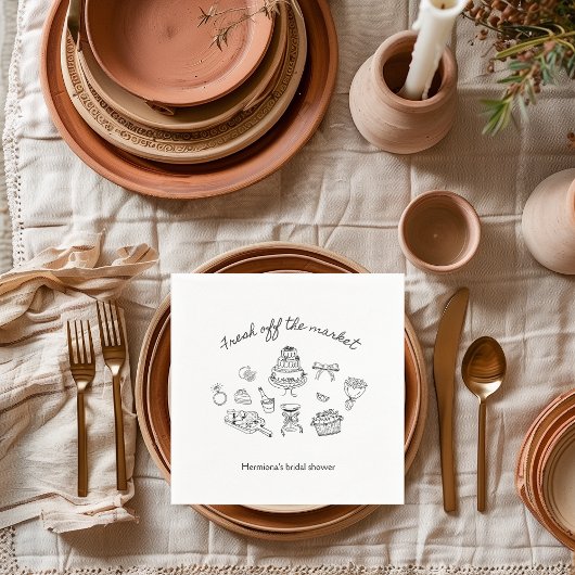 Net van de Markt Handgetekende Bruidsdouche Servet