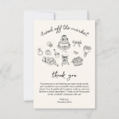 Net van de Markt met de Hand Getekende Bruidsdouch Bedankkaart (Voorkant)