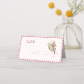 Net van de markt roze gingham bruids+shower plaatskaartje (Voorkant)