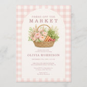 Net Van De Markt Roze Gingham Bruidsfeest Kaart (Voorkant)