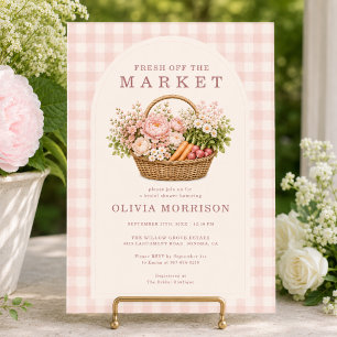 Net Van De Markt Roze Gingham Bruidsfeest Kaart