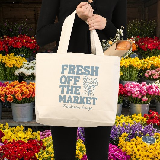 Net van de Markt Whimsical Blauwe Bruidsdouche Grote Tote Bag