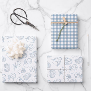 Net Van De Markt Whimsical Blauwe Bruidsdouche Inpakpapier Vel