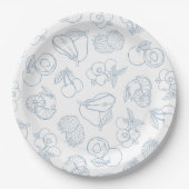 Net Van De Markt Whimsical Blauwe Bruidsdouche Papieren Bordje (Voorkant)