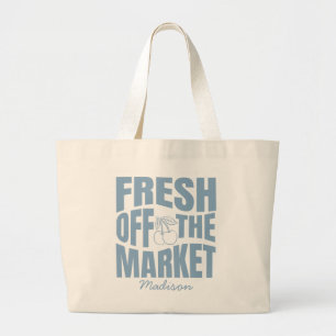 Net Van De Markt Whimsical Blauwe Bruidsfeest Grote Tote Bag