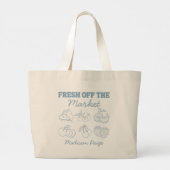 Net Van De Markt Whimsical Blauwe Bruiloft Feest Grote Tote Bag (Achterkant)