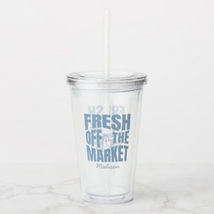 Net Van De Markt Whimsical Blauwe Bruiloftsdouche Acryl Drinkbeker