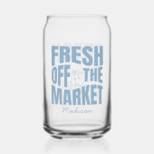 Net Van De Markt Whimsical Blauwe Bruiloftsshowers Blikvorm Glas (Achterkant)