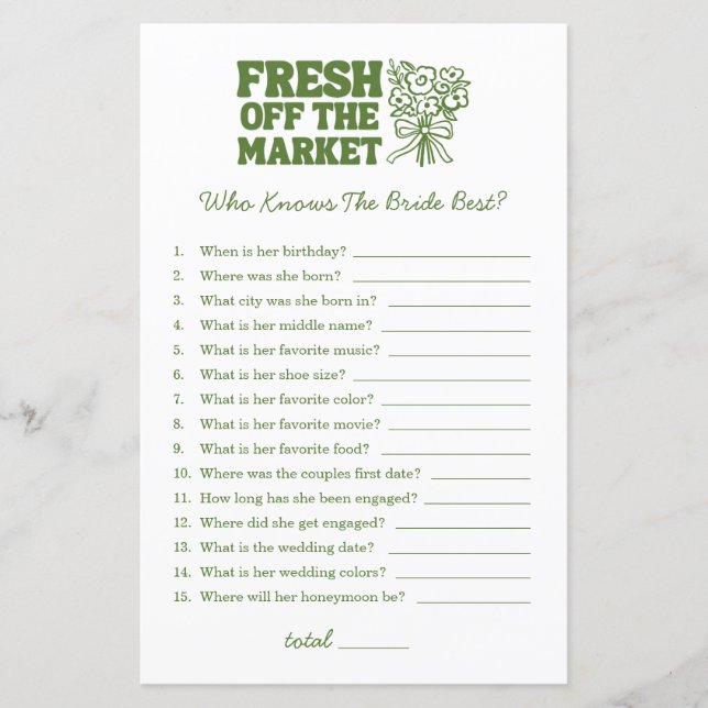 Net van de Markt Whimsical Groene Bruidsdouche (Voorkant)