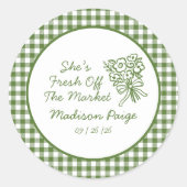 Net van de Markt Whimsical Groene Bruidsdouche Ronde Sticker (Voorkant)