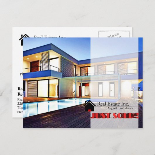 NET VERKOCHT briefkaart onroerend goed (Voorkant / Achterkant)