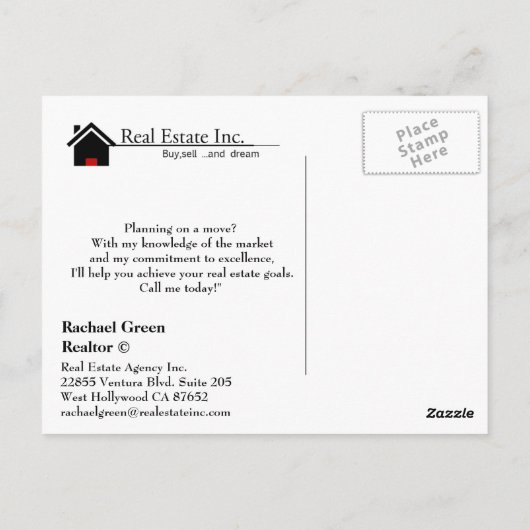 NET VERKOCHT briefkaart onroerend goed (Achterkant)