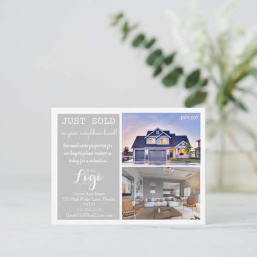 Net verkocht Briefkaart voor de verkoop van onroer (Staand voorkant)