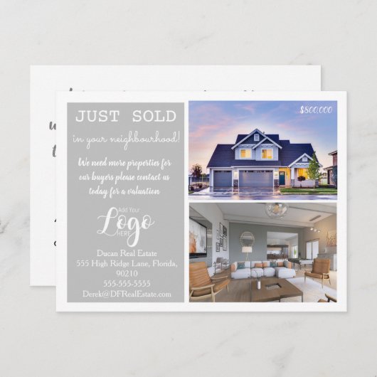 Net verkocht Briefkaart voor de verkoop van onroer (Voorkant / Achterkant)