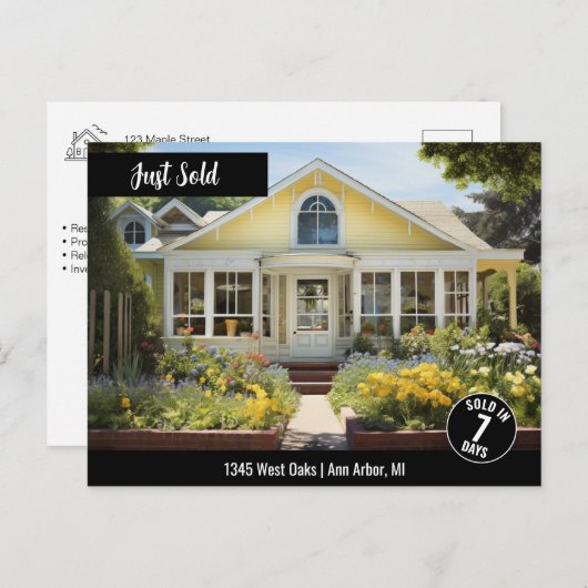 Net verkocht onroerend goed marketing merk briefkaart (Voorkant / Achterkant)