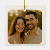 Net verloofd Foto Verloving Collage Kerst Keramisch Ornament (Achterkant)