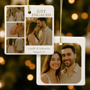 Net verloofd Foto Verloving Collage Kerst Keramisch Ornament
