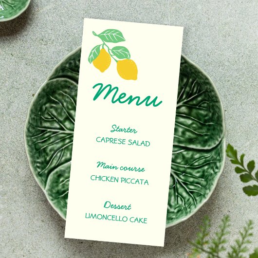 Net Verloving Geelgroene Citroen Bruiloftsborrel Menu