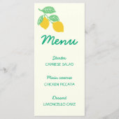 Net Verloving Geelgroene Citroen Bruiloftsborrel Menu (Voorkant)