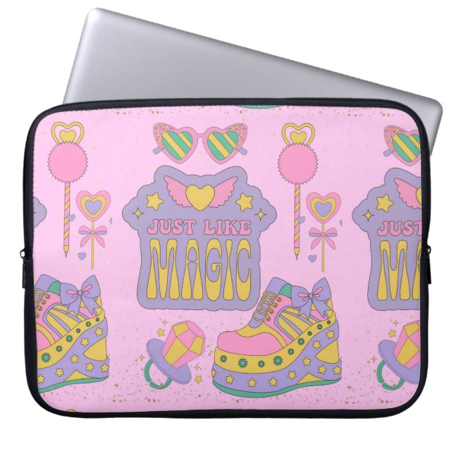 net zoals een magisch 90s stijlpatroon laptop sleeve (Voorkant)